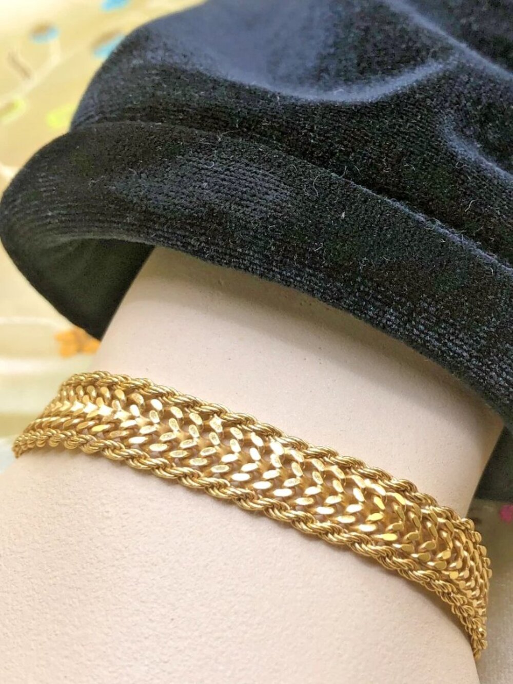 Sterling 925 / gold vermeil Italy 3/8" X 7.5" Woven Mesh Bracelet
